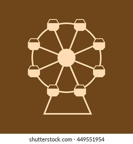 Very Useful Editable Vector icon of Ferris Wheel on coffee color background. eps-10.