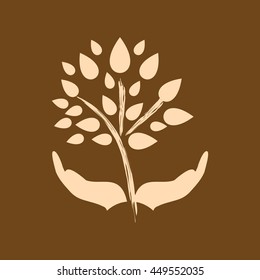 Very Useful Editable Vector icon of Save tree on coffee color background. eps-10.