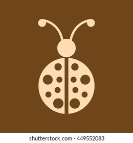 Very Useful Editable Vector icon of Lady Bug on coffee color background. eps-10.