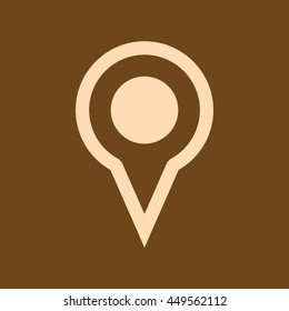 Very Useful Editable Vector icon of Map Pointer on coffee color background. eps-10.