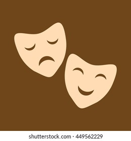Very Useful Editable Vector icon of Theatre Mask on coffee color background. eps-10.