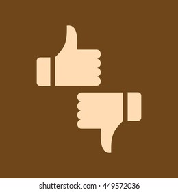 Very Useful Editable Vector icon of Like & Dislike on coffee color background. eps-10.