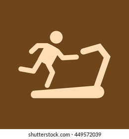 Very Useful Editable Vector icon of Runner on Treadmill on coffee color background. eps-10.