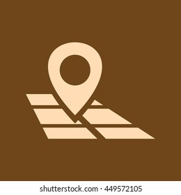 Very Useful Editable Vector icon of Map pointer on coffee color background. eps-10.