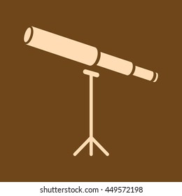 Very Useful Editable Vector icon of Telescope on coffee color background. eps-10.