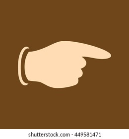 Very Useful Editable Vector icon of Pointing Finger on coffee color background. eps-10.