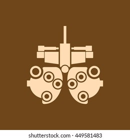 Very Useful Editable Vector icon of Eye Checking machine on coffee color background. eps-10.