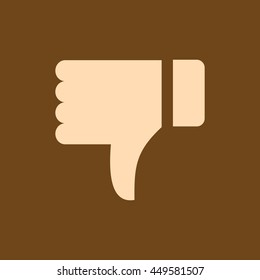 Very Useful Editable Vector icon of Dislike on coffee color background. eps-10.