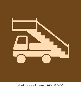 Very Useful Editable Vector icon of Airport Stairs Truck on coffee color background. eps-10.