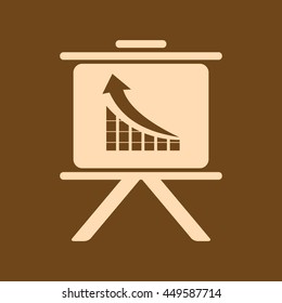 Very Useful Editable Vector icon of Presentation Chart on coffee color background. eps-10.