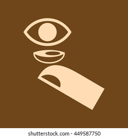 Very Useful Editable Vector icon of Eye Contact Lens on coffee color background. eps-10.