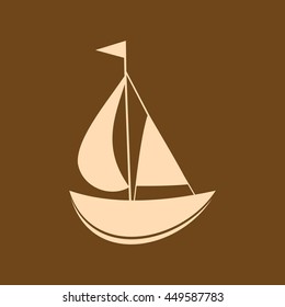 Very Useful Editable Vector icon of Sailboat on coffee color background. eps-10.