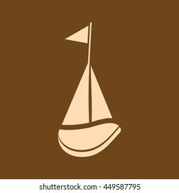 Very Useful Editable Vector icon of Sailboat on coffee color background. eps-10.