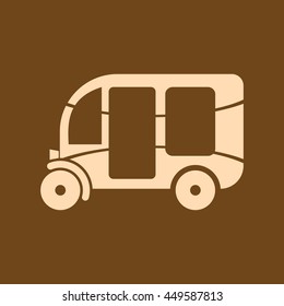 Very Useful Editable Vector icon of Three Wheeler Auto Rickshaw on coffee color background. eps-10.