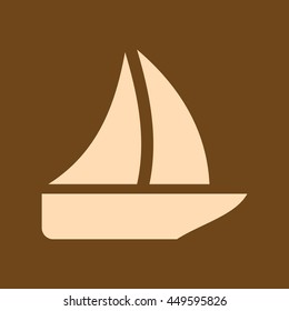 Very Useful Editable Vector icon of Sailboat on coffee color background. eps-10.