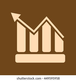 Very Useful Editable Vector icon of Graph on coffee color background. eps-10.