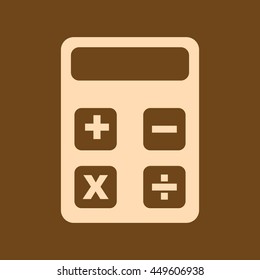 Very Useful Editable Vector icon of Calculator on coffee color background. eps-10.