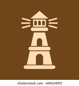 Very Useful Editable Vector icon of Lighthouse on coffee color background. eps-10.