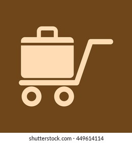 Very Useful Editable Vector icon of Luggage cart on coffee color background. eps-10.