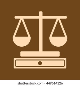Very Useful Editable Vector icon of Justice Scale on coffee color background. eps-10.
