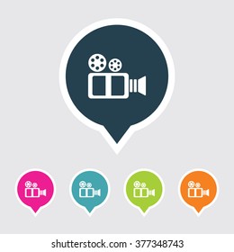 Very Useful Editable Video Camera Icon on Different Colored Pointer Shape. Eps-10.