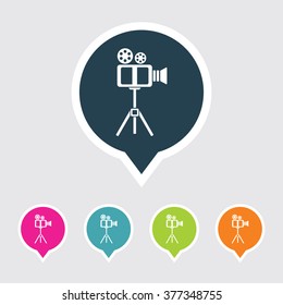 Very Useful Editable Video Camera Icon on Different Colored Pointer Shape. Eps-10.
