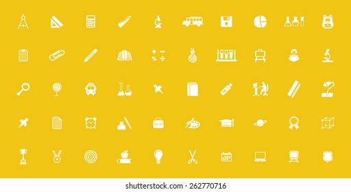 Very Useful educational Icon Set On Flat UI Color Background. Eps-10.