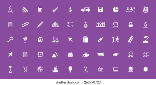 Very Useful educational Icon Set On Flat UI Color Background. Eps-10.