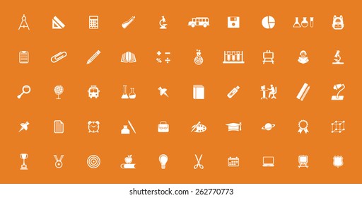 Very Useful educational Icon Set On Flat UI Color Background. Eps-10.