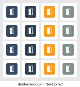 Very Useful Flat Icon of Door with Different UI Colors. Eps-10.