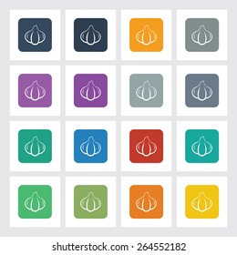 Very Useful Flat Icon of Garlic with Different UI Colors. Eps-10.