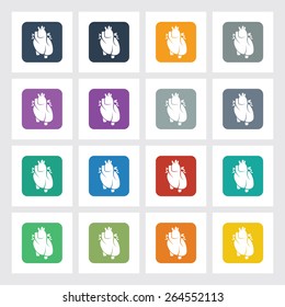 Very Useful Flat Icon of Heart with Different UI Colors. Eps-10.