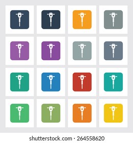 Very Useful Flat Icon of Jack Hammer with Different UI Colors. Eps-10.