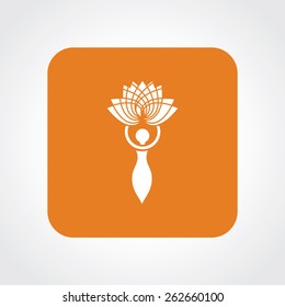 Very Useful Flat Icon of lady with flower. Eps-10.