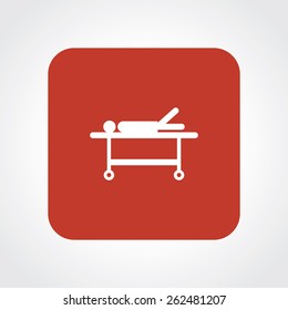 Very Useful Flat Icon of patient on stretcher. Eps-10.