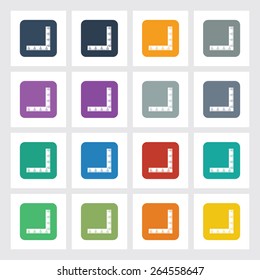 Very Useful Flat Icon of Ruler with Different UI Colors. Eps-10.