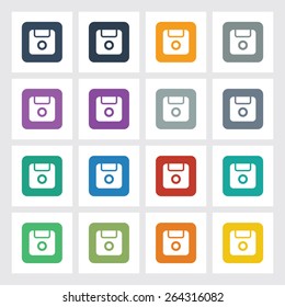 Very Useful Flat Icon of Save with Different UI Colors. Eps-10.