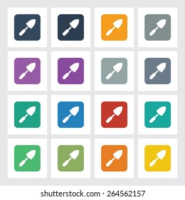 Very Useful Flat Icon of Trowel with Different UI Colors. Eps-10.