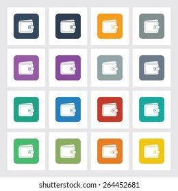 Very Useful Flat Icon of Wallet with Different UI Colors. Eps-10.
