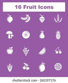 Very Useful Fruit Icon Set On Flat UI Color Background. Eps-10.