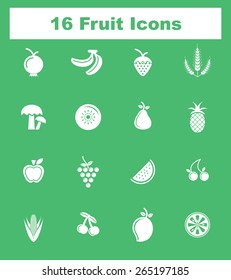 Very Useful Fruit Icon Set On Flat UI Color Background. Eps-10.