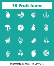 Very Useful Fruit Icon Set On Flat UI Color Background. Eps-10.