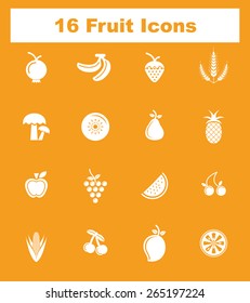 Very Useful Fruit Icon Set On Flat UI Color Background. Eps-10.