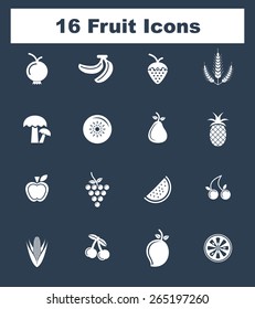 Very Useful Fruit Icon Set On Flat UI Color Background. Eps-10.