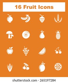 Very Useful Fruit Icon Set On Flat UI Color Background. Eps-10.