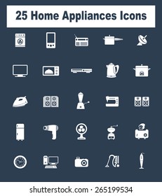 Very Useful Home Appliances Icon Set On Flat UI Color Background. Eps-10.