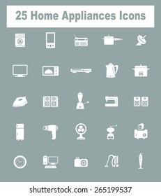 Very Useful Home Appliances Icon Set On Flat UI Color Background. Eps-10.
