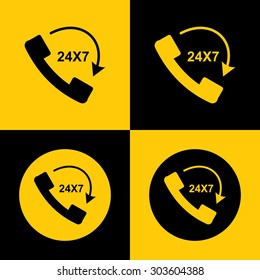 Very Useful Icon Of 24X7 Calling. Eps-10.