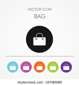 Very Useful Icon of bag On Multicolored Flat Buttons
