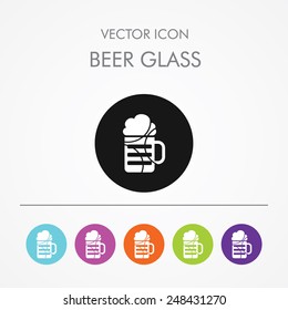 Very Useful Icon of beer glass on Multicolored Round Buttons.